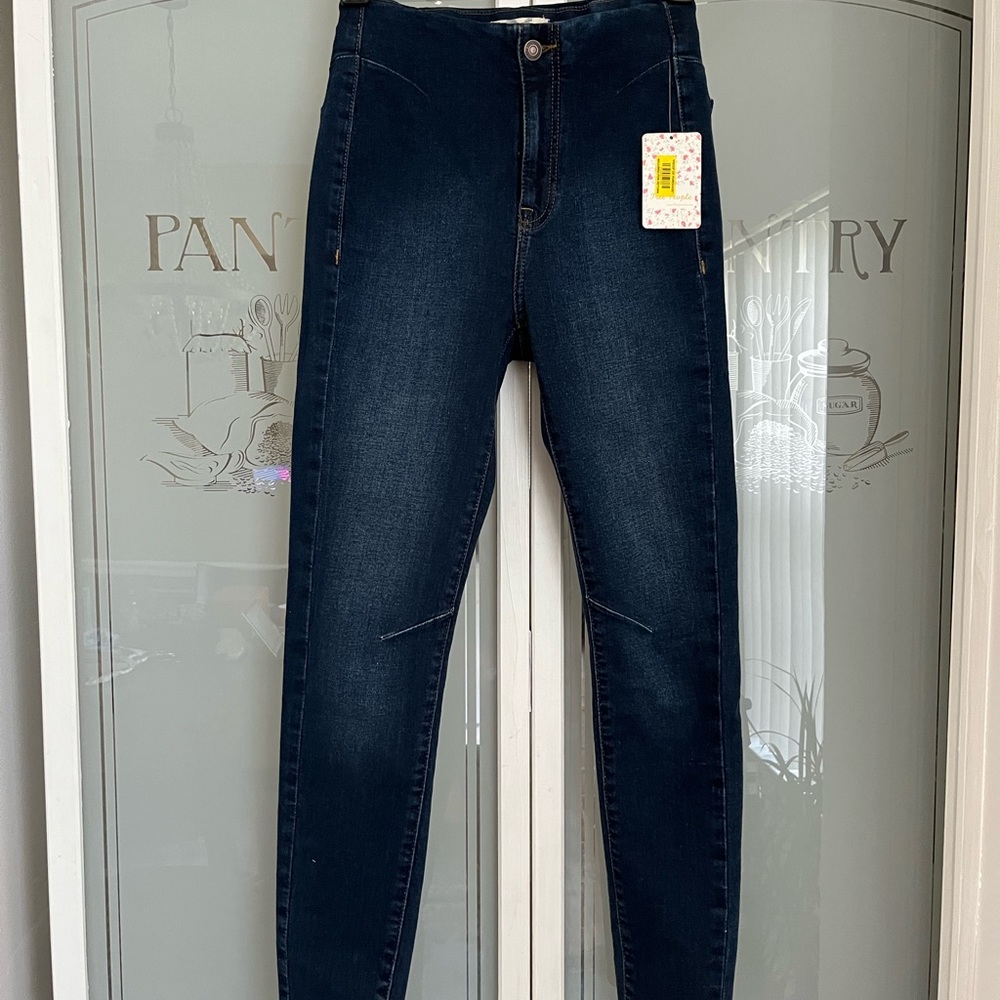 Free People Miles Away Dark Blue Skinny Jeans - Picture 1 of 13